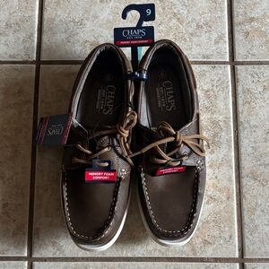 Chaps Dark Brown Boat Shoes with White Soles